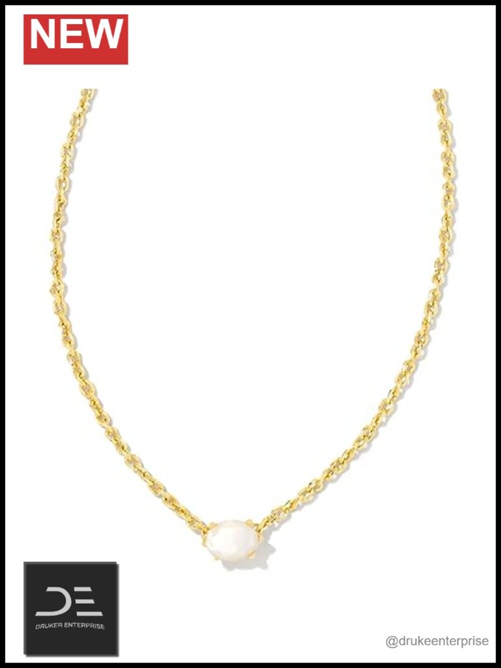 Gold Plated Pendant Necklace with Mother of Pearl, Fashion Jewelry